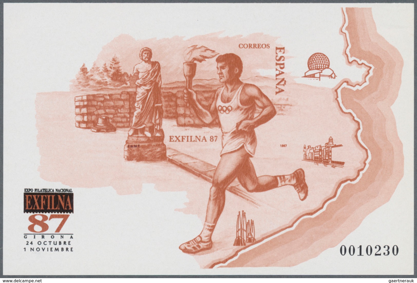 Spanien: 1987, National Stamp Exhibition EXFILNA’87 In Gerona Imperforate Special Miniature Sheet In - Briefe U. Dokumente