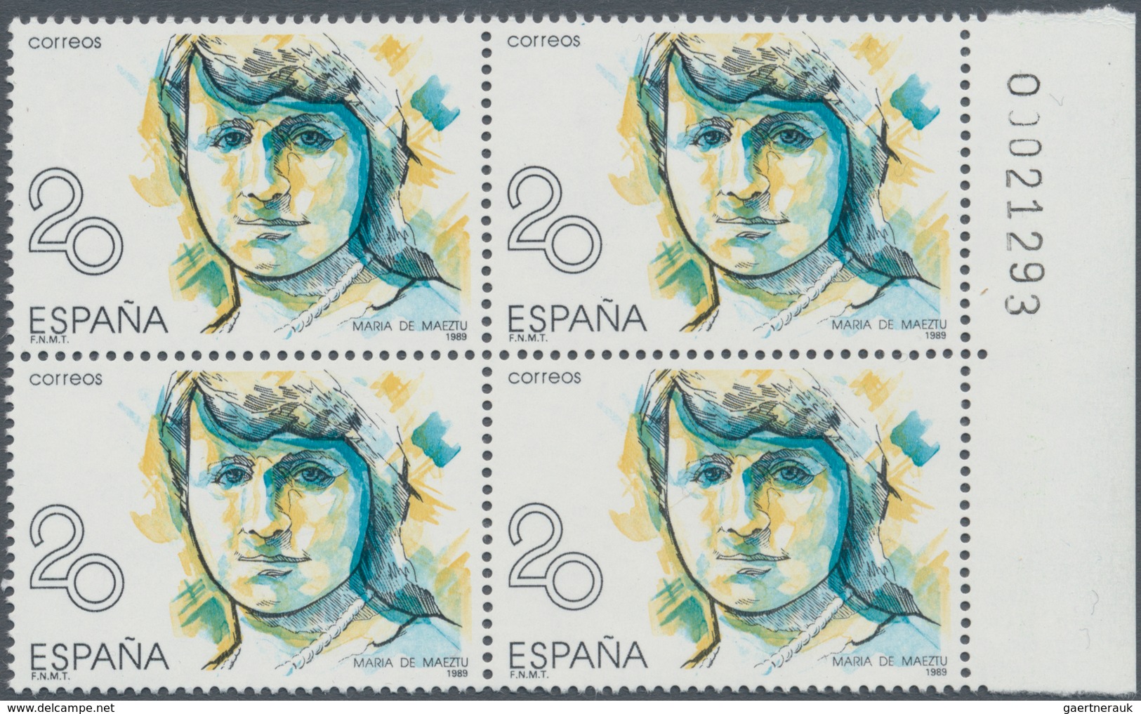 Spanien: 1988, Prominent Woman 20pta. ‚Maria De Maeztu‘ In A Lot With About 250 Stamps All With ERRO - Lettres & Documents