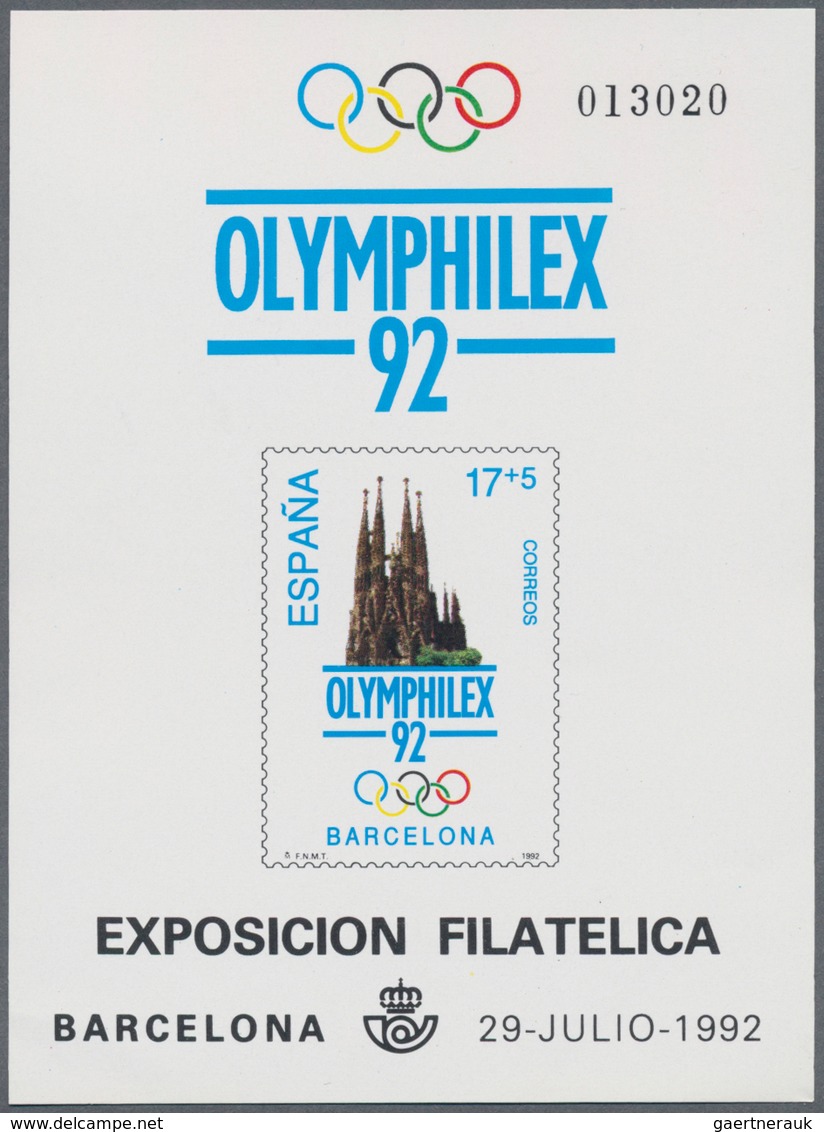 Spanien: 1992, Summer Olympics Barcelona And International Stamp Exhibition OLYMPHILEX’92 In Barcelo - Briefe U. Dokumente