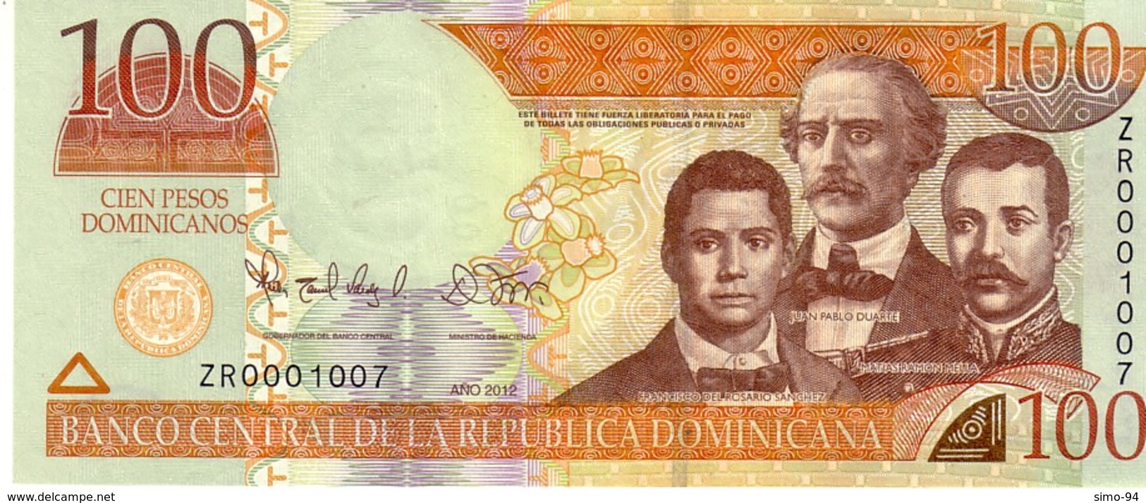 Dominican Republic  P.184b  100 Pesos 2012 Unc - Dominicana