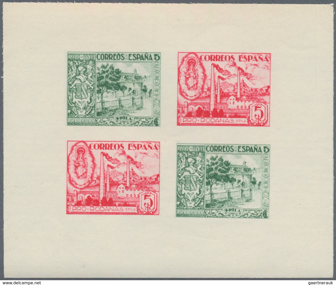Spanien - Lokalausgaben: 1937, EPILA (Pro Rodanas): Civil War IMPERFORATE Miniature Sheet With Stamp - Nationalistische Uitgaves