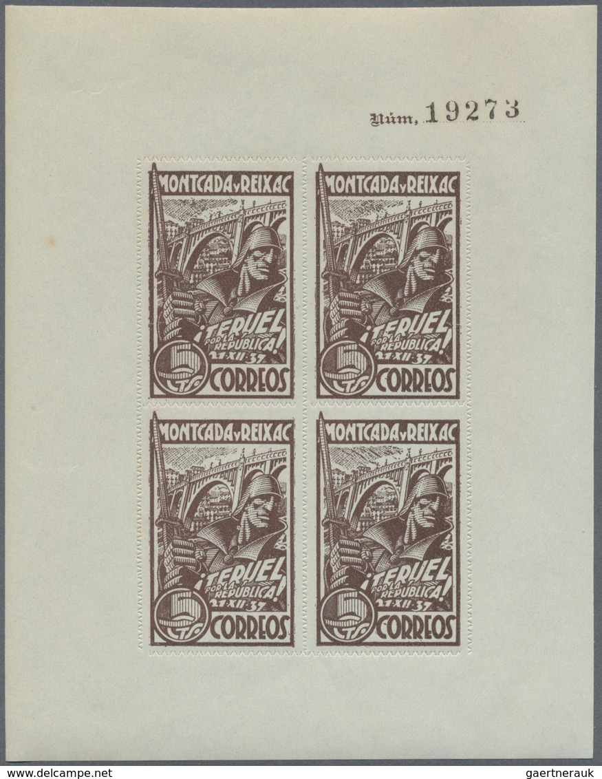 Spanien - Lokalausgaben: 1937, MONTCADA I REIXAC: Accumulation With About 480 ZIG-ZAG ROULETTED Mini - Emissions Nationalistes