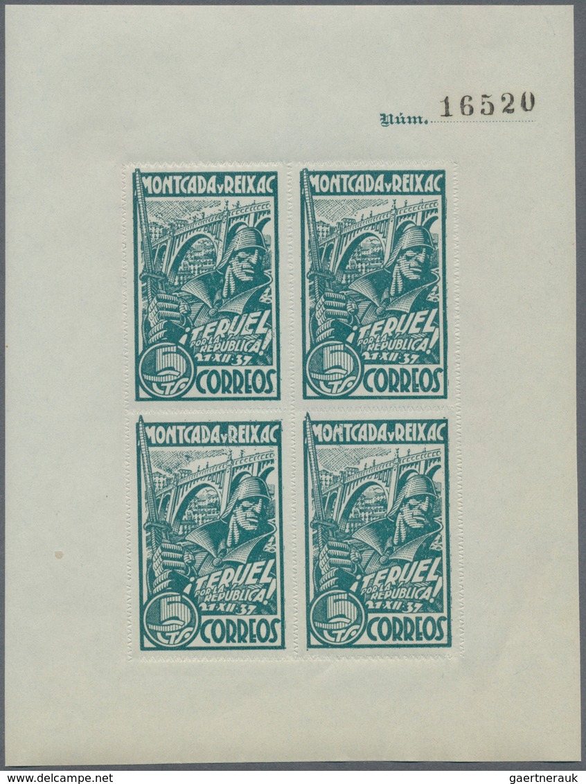 Spanien - Lokalausgaben: 1937, MONTCADA I REIXAC: Accumulation With About 480 ZIG-ZAG ROULETTED Mini - Emissions Nationalistes