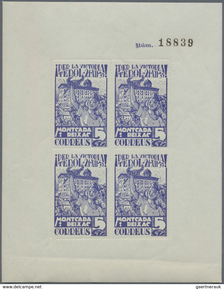 Spanien - Lokalausgaben: 1937, MONTCADA I REIXAC: Accumulation With About 480 ZIG-ZAG ROULETTED Mini - Nationalist Issues