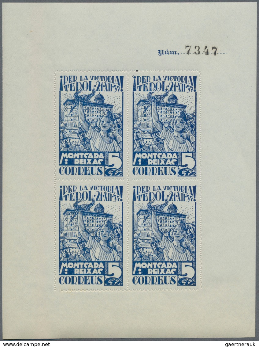 Spanien - Lokalausgaben: 1937, MONTCADA I REIXAC: Accumulation With About 480 ZIG-ZAG ROULETTED Mini - Emissions Nationalistes