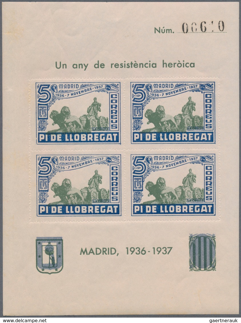 Spanien - Lokalausgaben: 1937, PI DE LLOBREGAT: Accumulation Of Four Different ZIG-ZAG ROULETTED Min - Nationalistische Ausgaben