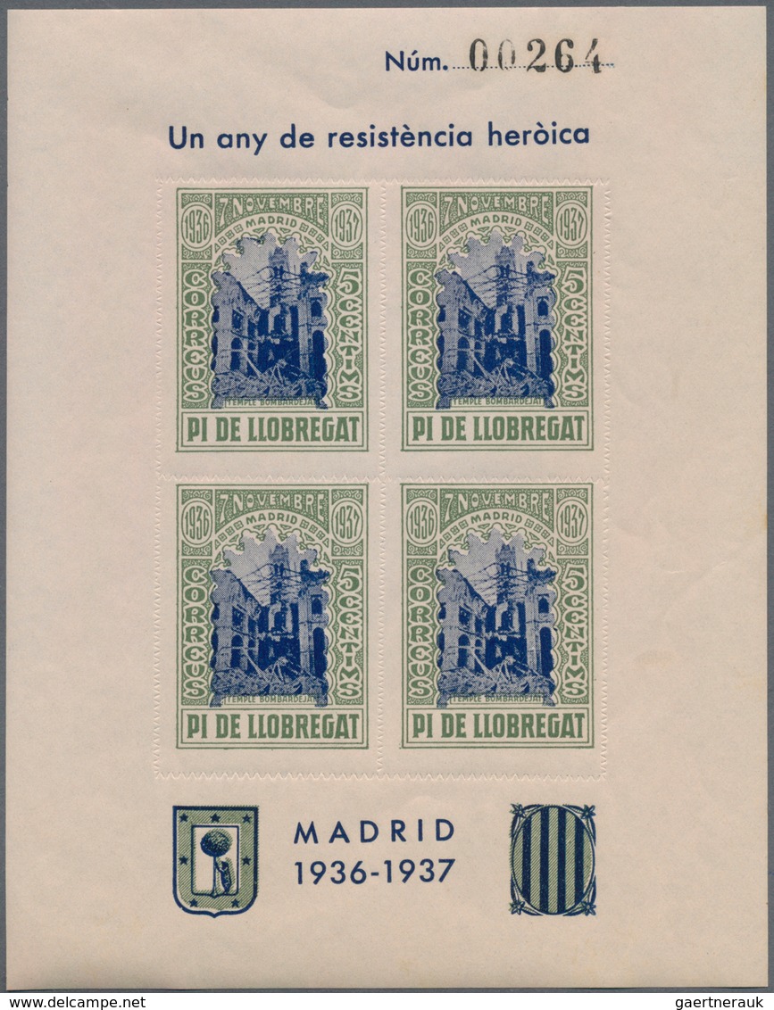 Spanien - Lokalausgaben: 1937, PI DE LLOBREGAT: Accumulation Of Four Different ZIG-ZAG ROULETTED Min - Nationalist Issues