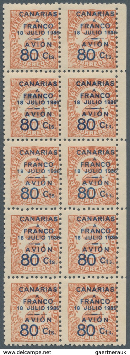 Spanien - Kanarische Inseln (1936/38): Flugpostmarken: 1937, Numerals 1c. Green And 2c. Pale Brown W - Brieven En Documenten