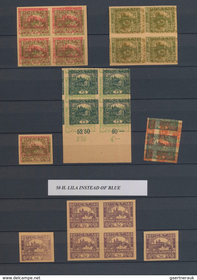 Tschechoslowakei: 1918/1920, PRINTER'S PROOFS Of Early Issues, Collection Of Apprx. 630 Imperforate - Brieven En Documenten