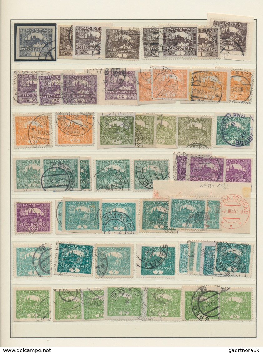 Tschechoslowakei: 1918/1939, Mainly Used Collection In A Lindner Binder, Collected Severalfold And S - Briefe U. Dokumente