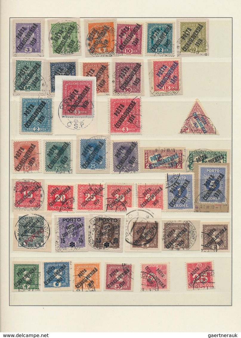 Tschechoslowakei: 1918/1939, Mainly Used Collection In A Lindner Binder, Collected Severalfold And S - Briefe U. Dokumente