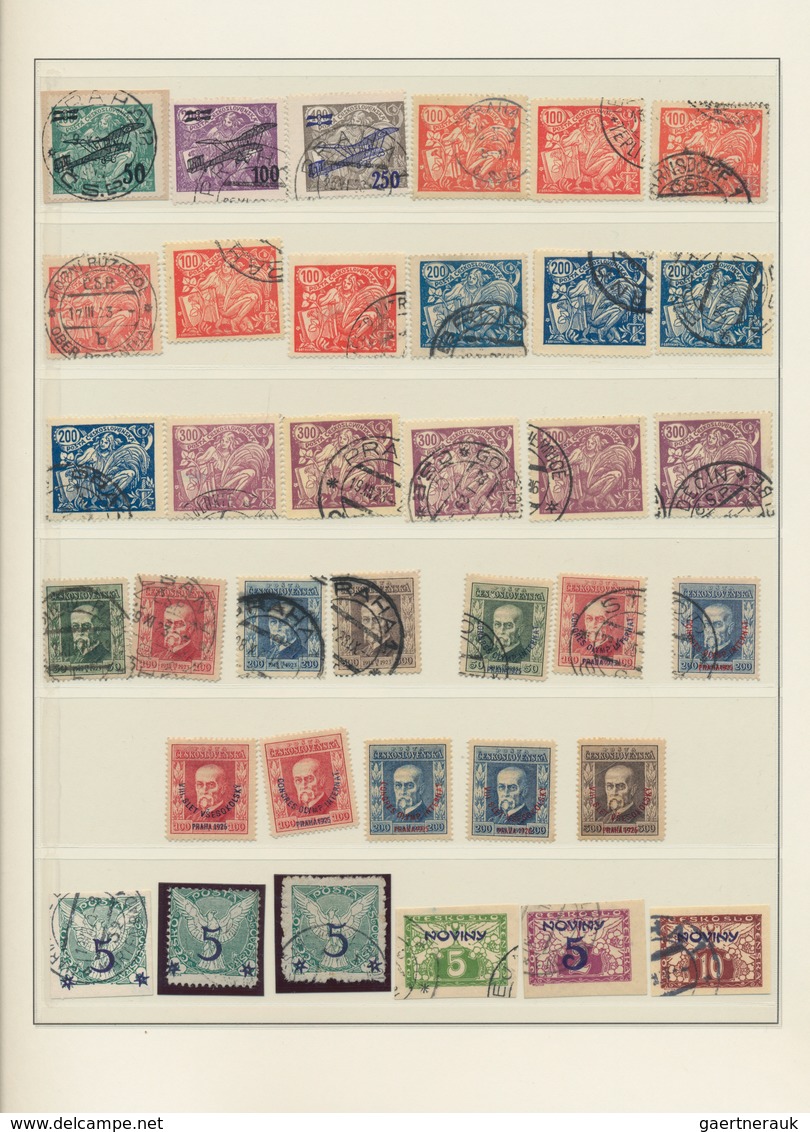Tschechoslowakei: 1918/1939, mainly used collection in a Lindner binder, collected severalfold and s