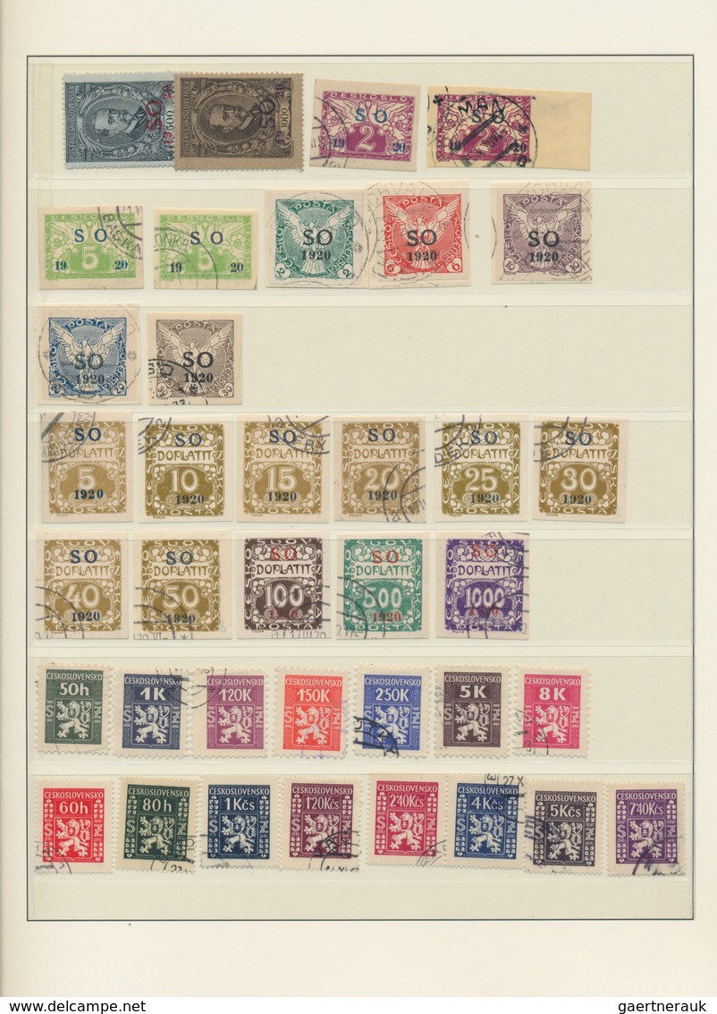 Tschechoslowakei: 1918/1939, mainly used collection in a Lindner binder, collected severalfold and s