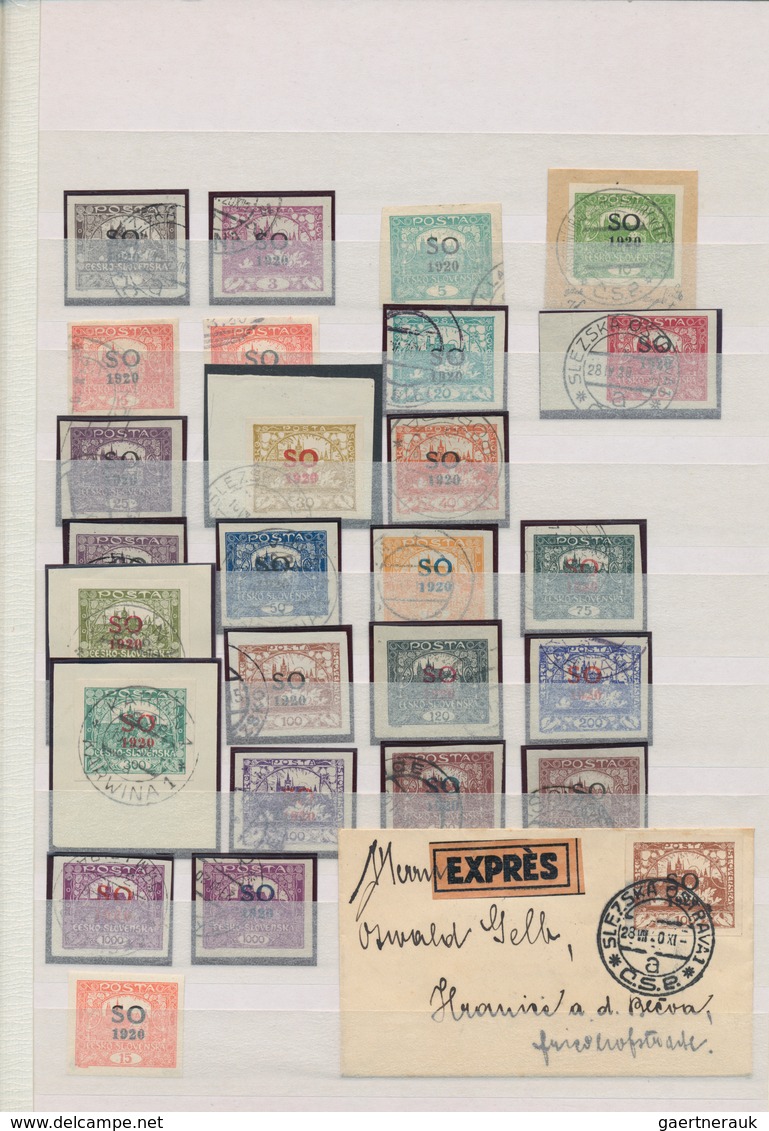 Tschechoslowakei - Ostschlesien: 1920, SO Surcharges, Used And Mint Collection Of Apprx. 240 Stamps - Andere & Zonder Classificatie