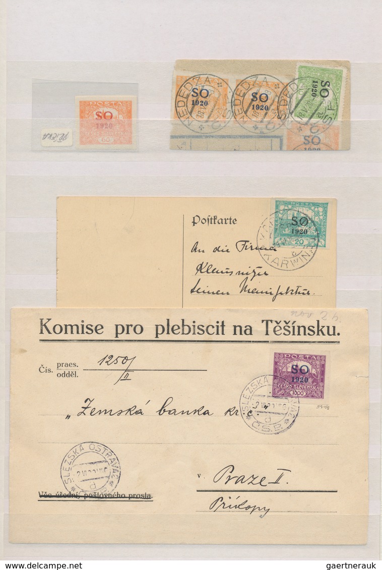 Tschechoslowakei - Ostschlesien: 1920, SO Surcharges, Used And Mint Collection Of Apprx. 240 Stamps - Sonstige & Ohne Zuordnung