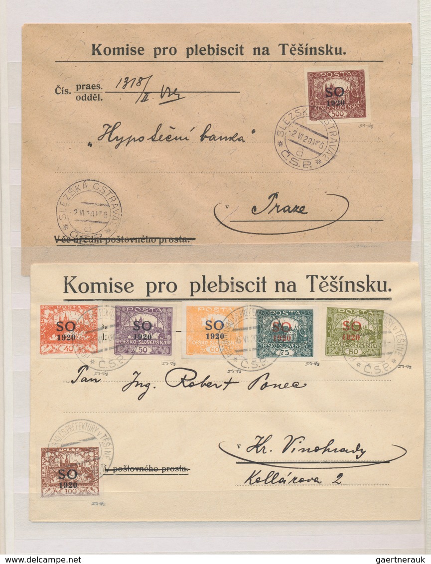 Tschechoslowakei - Ostschlesien: 1920, SO Surcharges, Used And Mint Collection Of Apprx. 240 Stamps - Autres & Non Classés