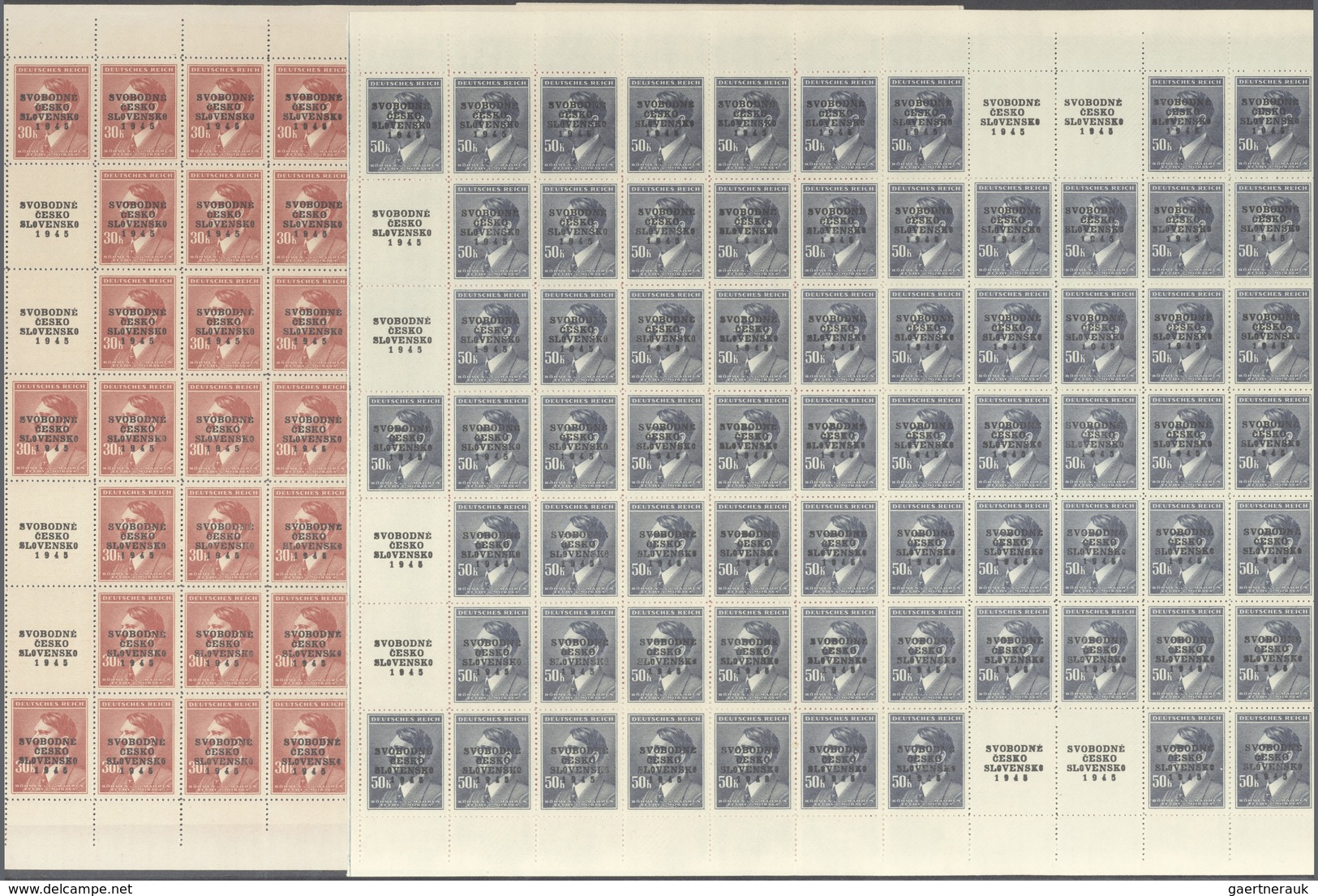 Tschechoslowakei - Besonderheiten: 1945, SVOBODNE Overprint On German Occupation Bohemia And Moravia - Autres & Non Classés