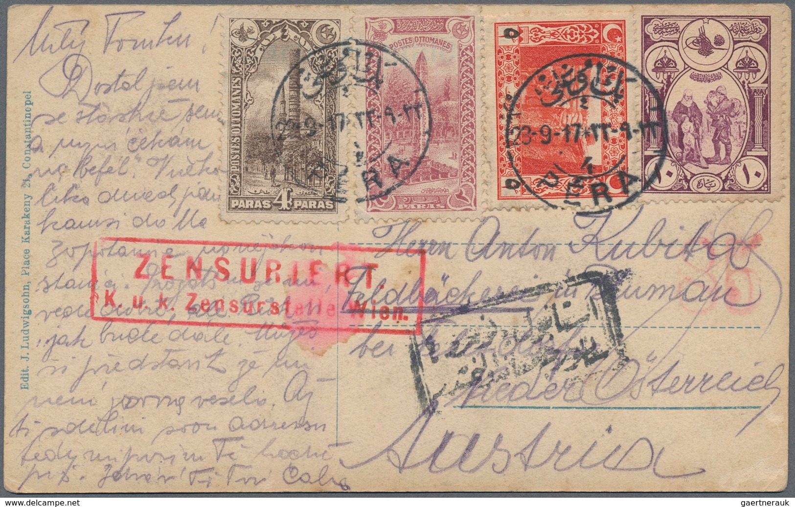 Türkei: 1900/1920 (ca.), Collection Of Apprx. 214 Stamps And Eight Entires, Mainly Overprints. - Oblitérés