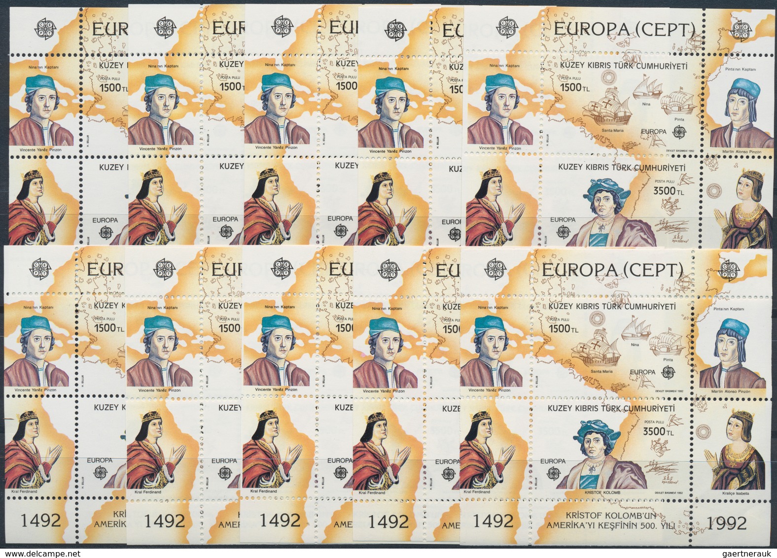 Türkisch Zypern: 1992, Europa (Columbus), More Than 2000 Copies Of This Block, Mint Never Hinged. (M - Unused Stamps