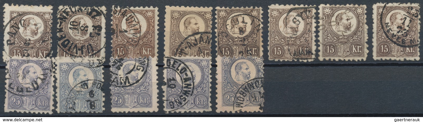 Ungarn: 1871 'King Franz Josef': 45 Used Stamps Of All Denominations, Including Lithographs, Colour - Cartas & Documentos