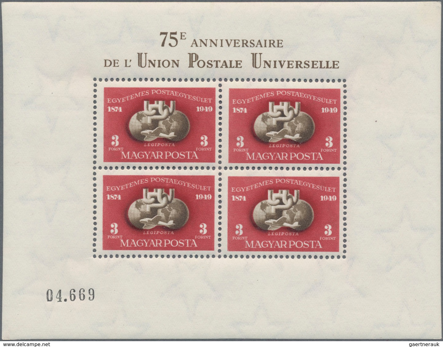 Ungarn: 1950, 75th Anniversary Of UPU, Lot Of Four Souvenir Sheets: Perf. Sheet MNH, Used And On F.d - Brieven En Documenten