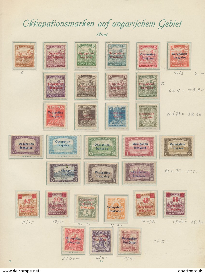 Ungarn - Besetzte Gebiete: Arad: 1919/1921, Mainly Mint Collection Of Apprx. 300 Stamps On Borek Alb - Andere & Zonder Classificatie