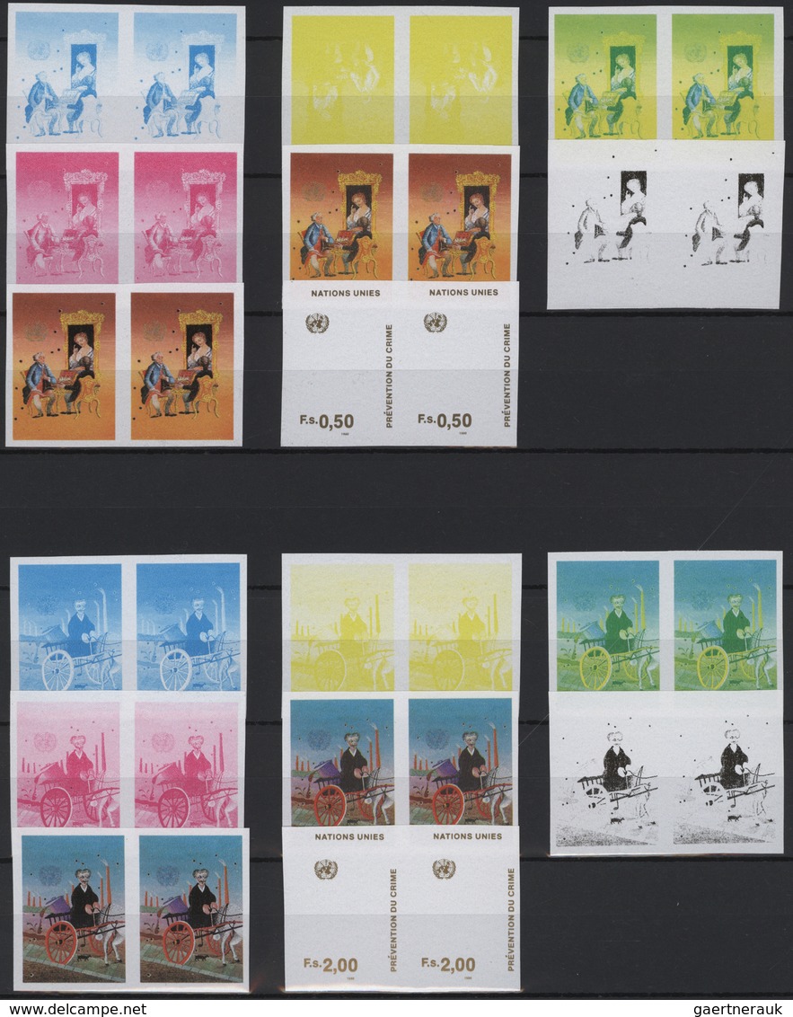 Vereinte Nationen - Genf: 1969/2000. Inhaltsreiche Kollektion mit über 1200 PROBEDRUCK-Marken (Farb-