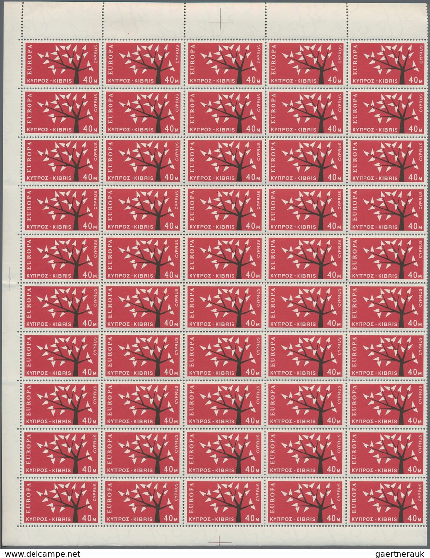 Zypern: 1962, Europa, 100 Sets Of This Issue In Parts Of Sheets Mint Never Hinged. (Michel No. 215/2 - Autres & Non Classés