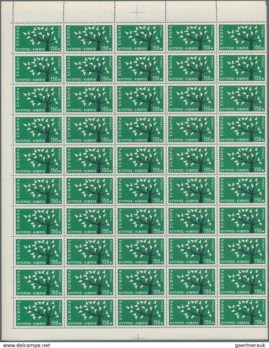 Zypern: 1962, Europa, 100 sets of this issue in parts of sheets mint never hinged. (Michel no. 215/2