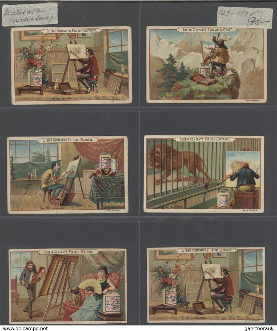 Europa: 1880/1960 (ca.), Liebig trading cards, massive dealers stocks covering 95 albums and 39 boxe