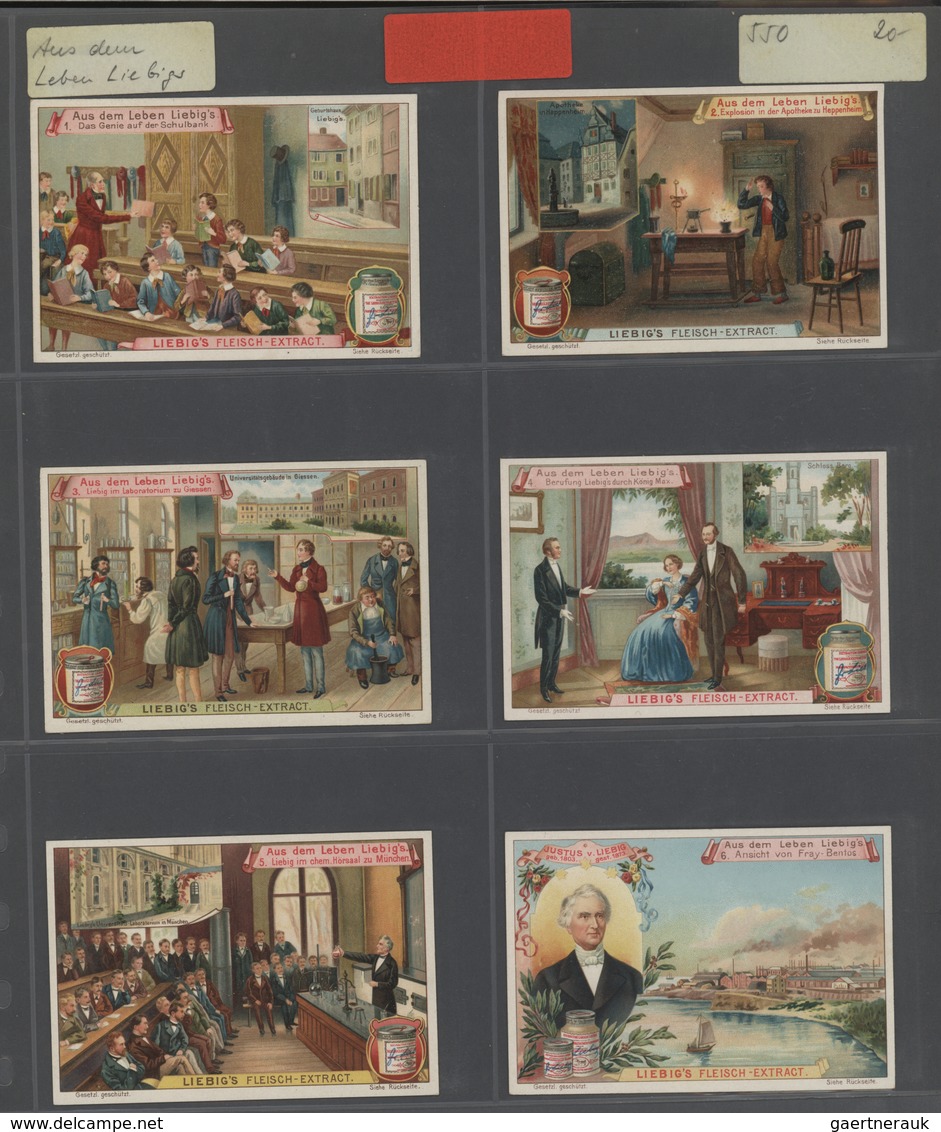 Europa: 1880/1960 (ca.), Liebig trading cards, massive dealers stocks covering 95 albums and 39 boxe