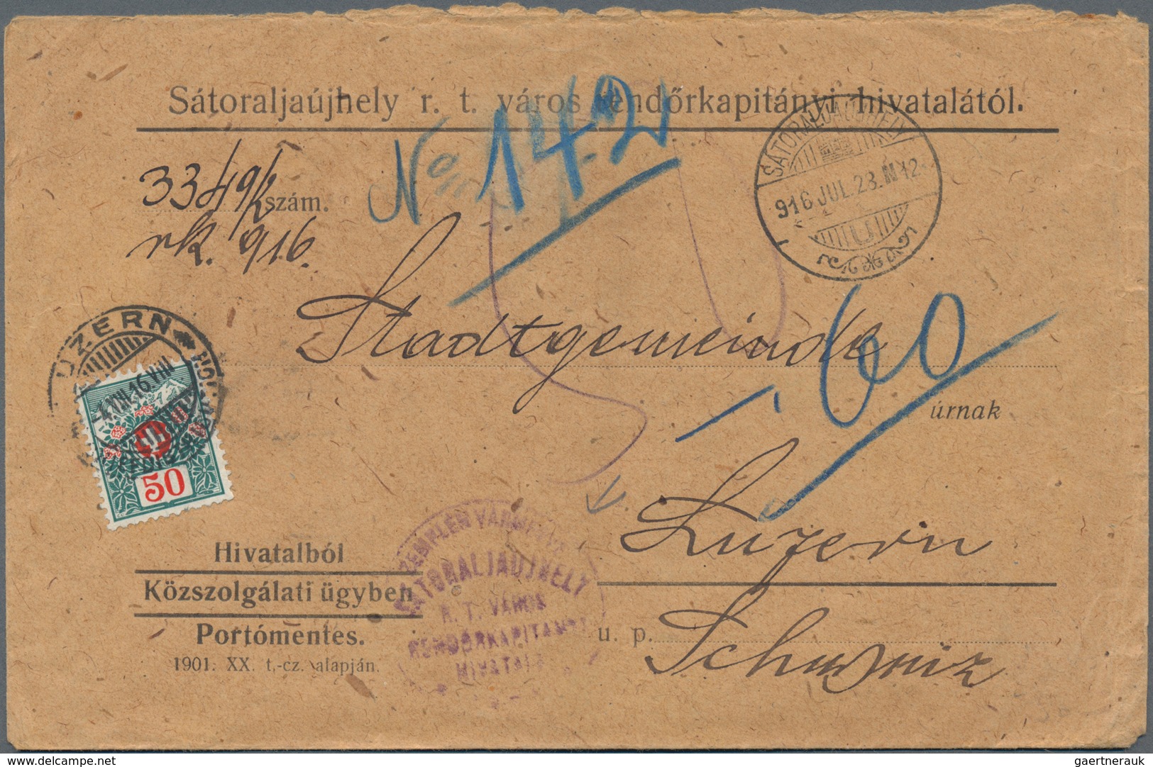 Europa: 1921/1946, 12 Covers And Cards With Postage Due Stamps Or Markings From Hungary, Switzerland - Otros - Europa