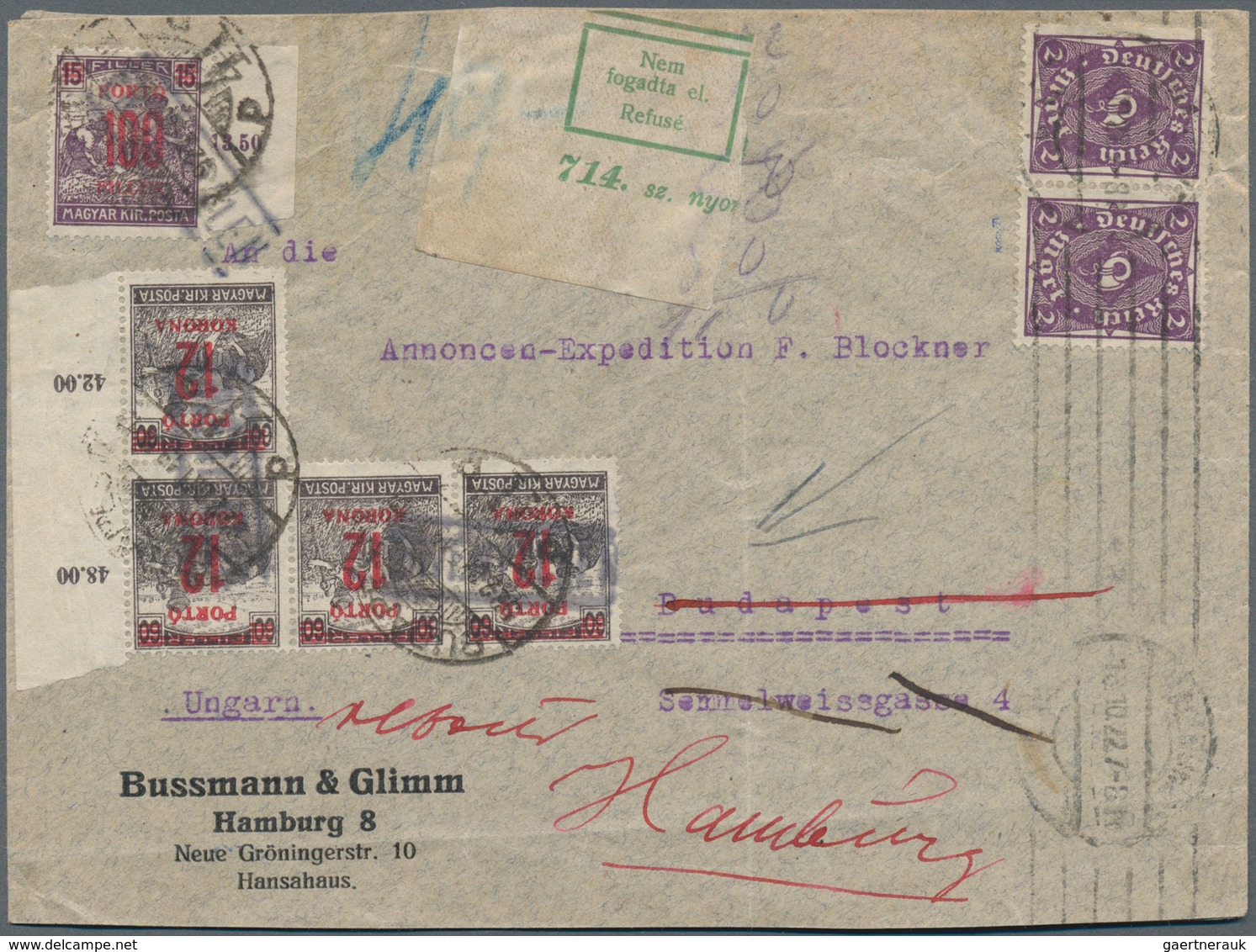 Europa: 1921/1946, 12 Covers And Cards With Postage Due Stamps Or Markings From Hungary, Switzerland - Europe (Other)