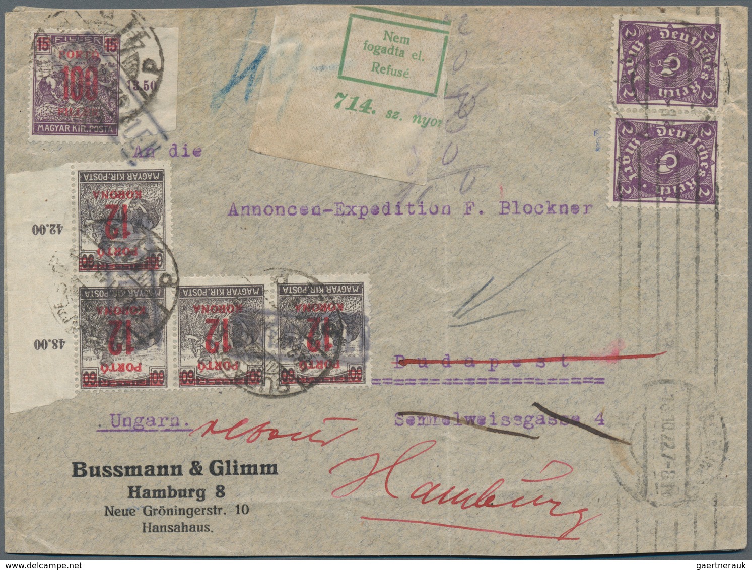 Europa: 1921/1946, 12 Covers And Cards With Postage Due Stamps Or Markings From Hungary, Switzerland - Andere-Europa