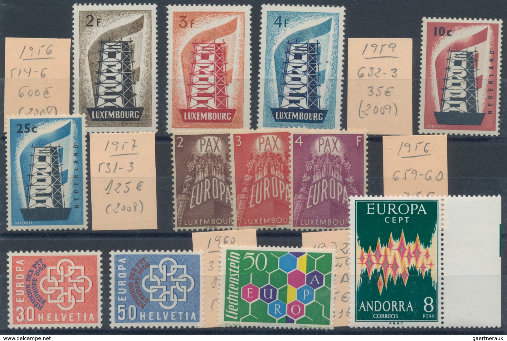 Europa-Union (CEPT): 1956/1972, MNH Lot Of Better Issues: 1956+1957 Luxemburg, 1956 Netherlands, 195 - Autres - Europe