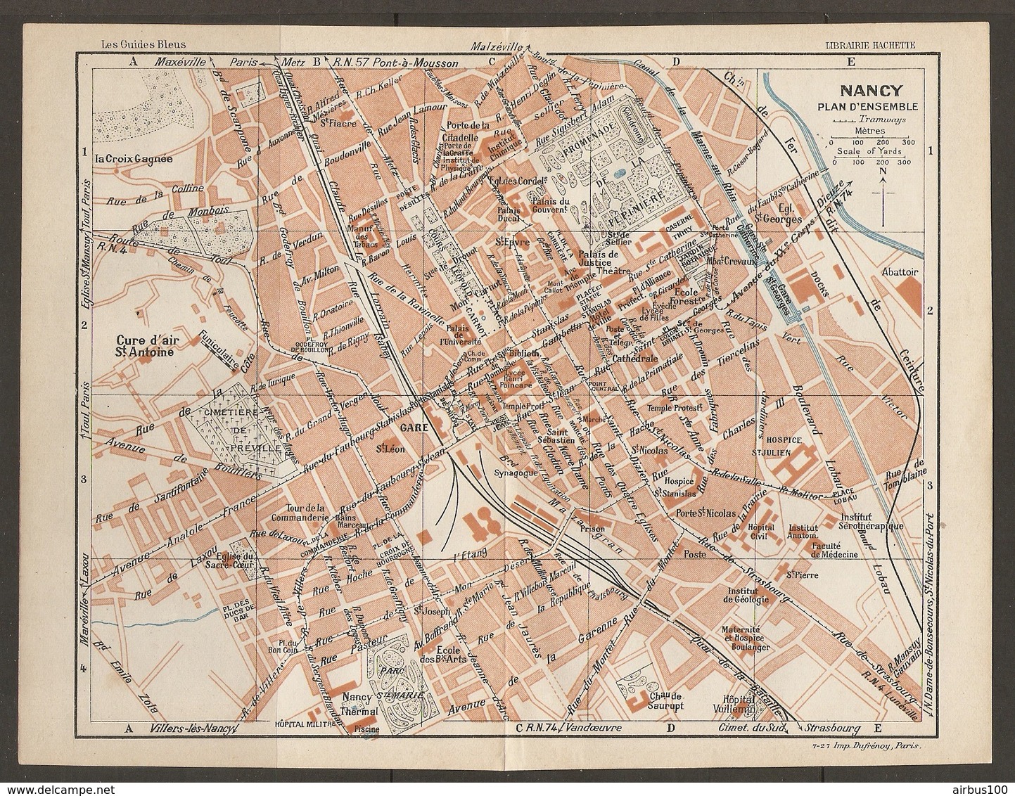 CARTE PLAN 1927 - NANCY CURE D'AIR St ANTOINE DOCKS CROIX GAGNEE PEPINIERE INSTITUT CHIMIQUE - Carte Topografiche