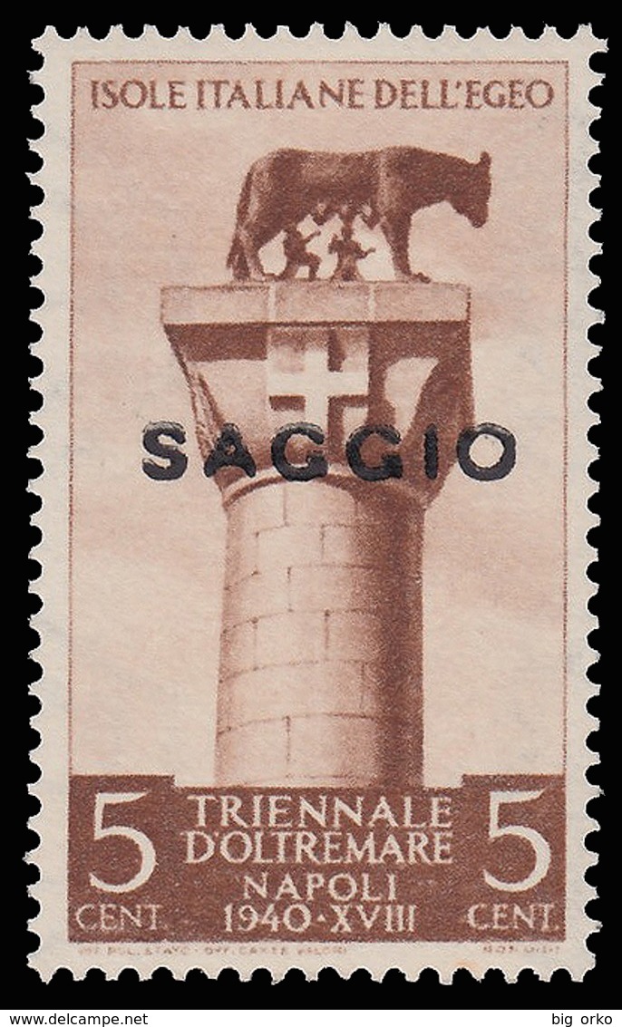 ITALIA - Isole Egeo: Rodi / Emissioni Generali - Mostra Triennale D'Oltremare 5 C. Bruno - 1940 / SAGGIO - Dodécanèse