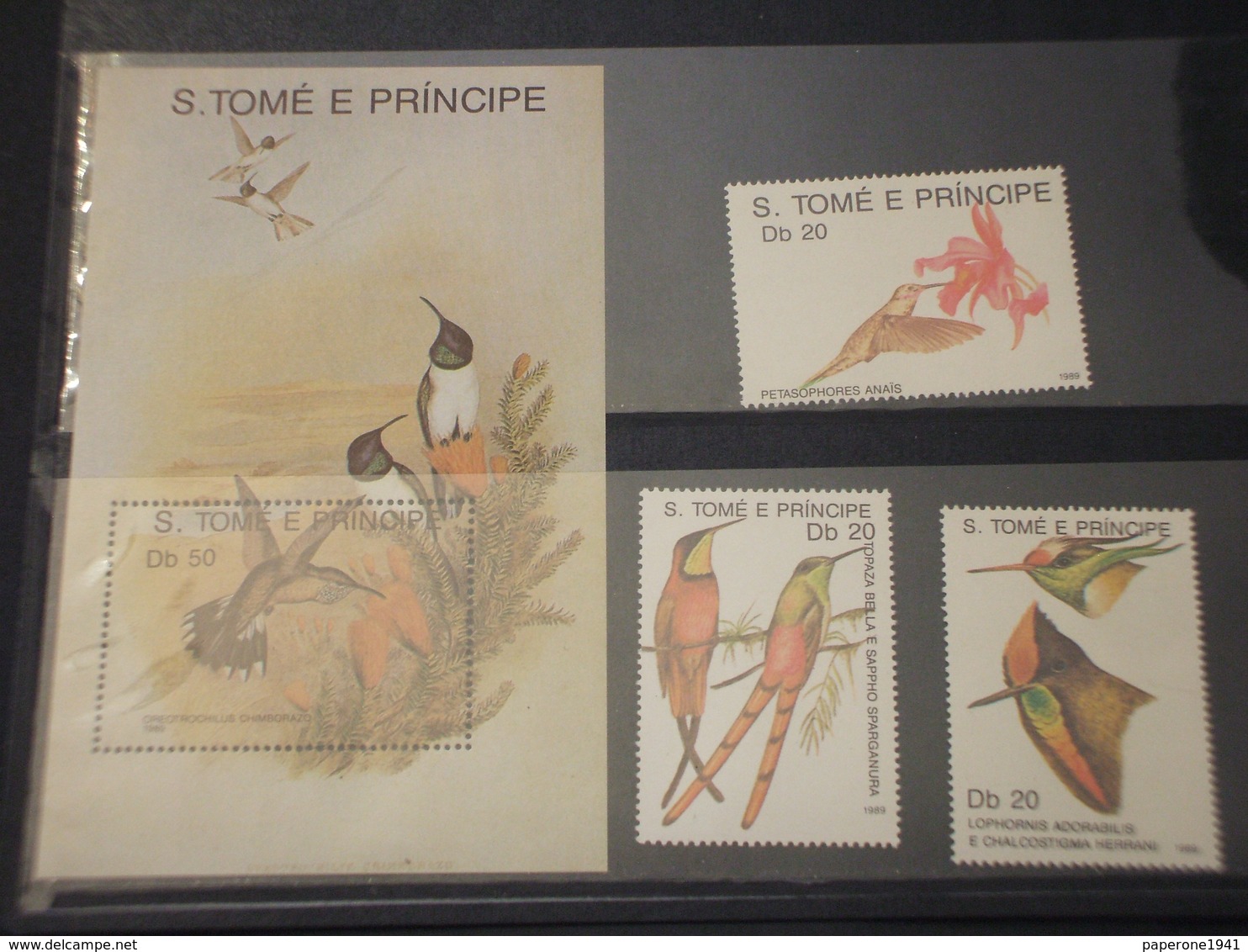 S. TOME E PRINCIPE - 1989 COLIBRI' ED UCCELLI 3 VALORI + BF - NUOVI (++) - Sao Tomé E Principe