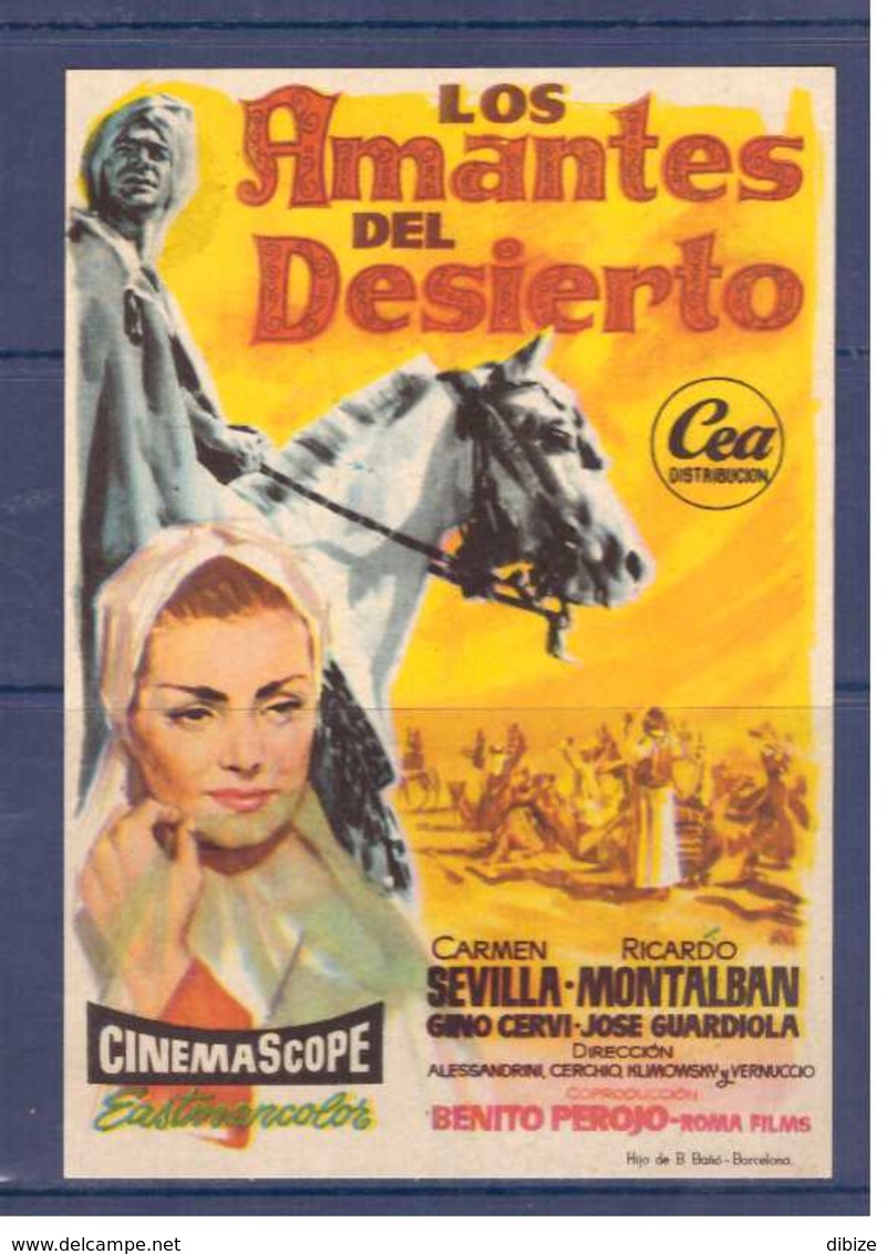 Programa Cine. Los Amantes Del Desierto. Carmen Sevilla. 1957. Espana. Italia. Sello Cine Alcazar. Tanger. Marruecos. - Manifesti & Poster