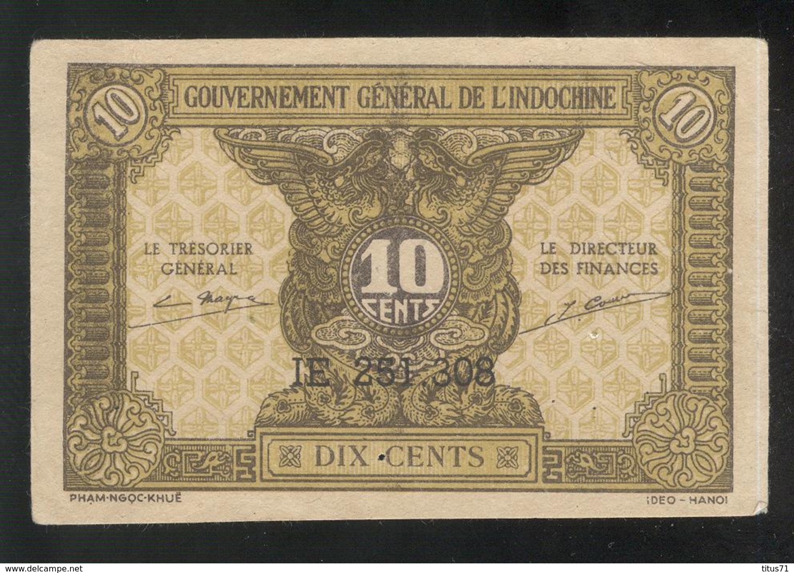 Billet 10 Centimes Gouvernement Général De L'Indochine - Très Bon état - Autres & Non Classés