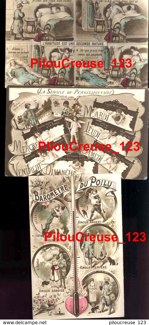 THEME MILITARIA  - HUMOUR - POILUS GUERRE 1914-18 - " Lot De 7 CPA écrites Ou Non écrites " - Humoristiques