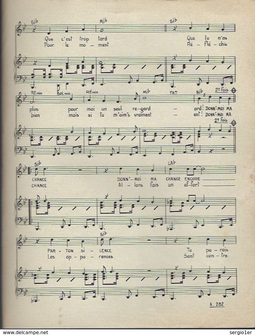 Partition Ancienne   Chanson Selection Donne Moi Ma Chance Richard Anthony Columbia  éditions Alpha  1961 - Partitions Musicales Anciennes