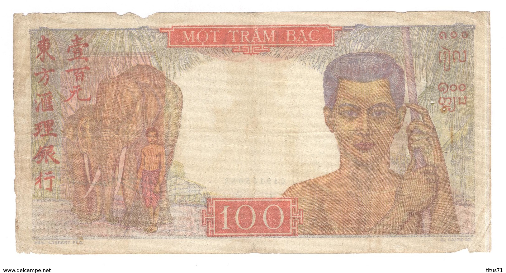 Billet 100 Piastres Banque De L'Indochine - Bon état - Autres & Non Classés