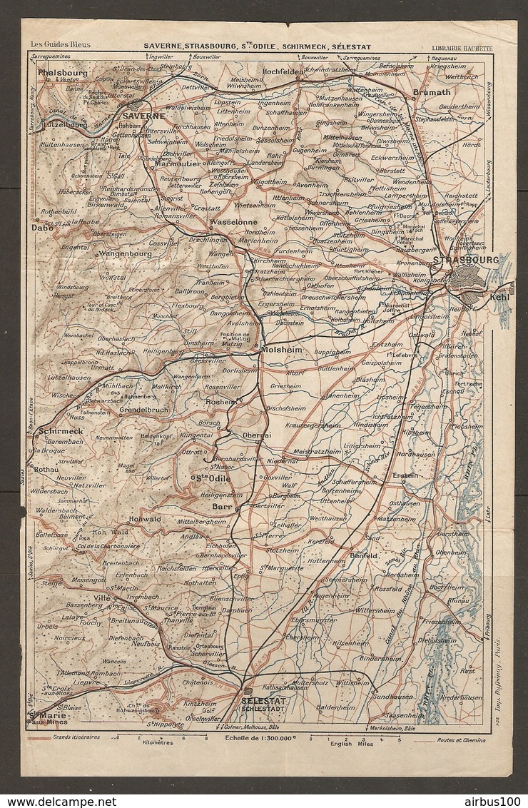 CARTE PLAN 1928 - SAVERNE STRASBOURG Ste ODILE SCHIRMECK SELESTAT BARR WASSELONE MARMOUTIER - Cartes Topographiques