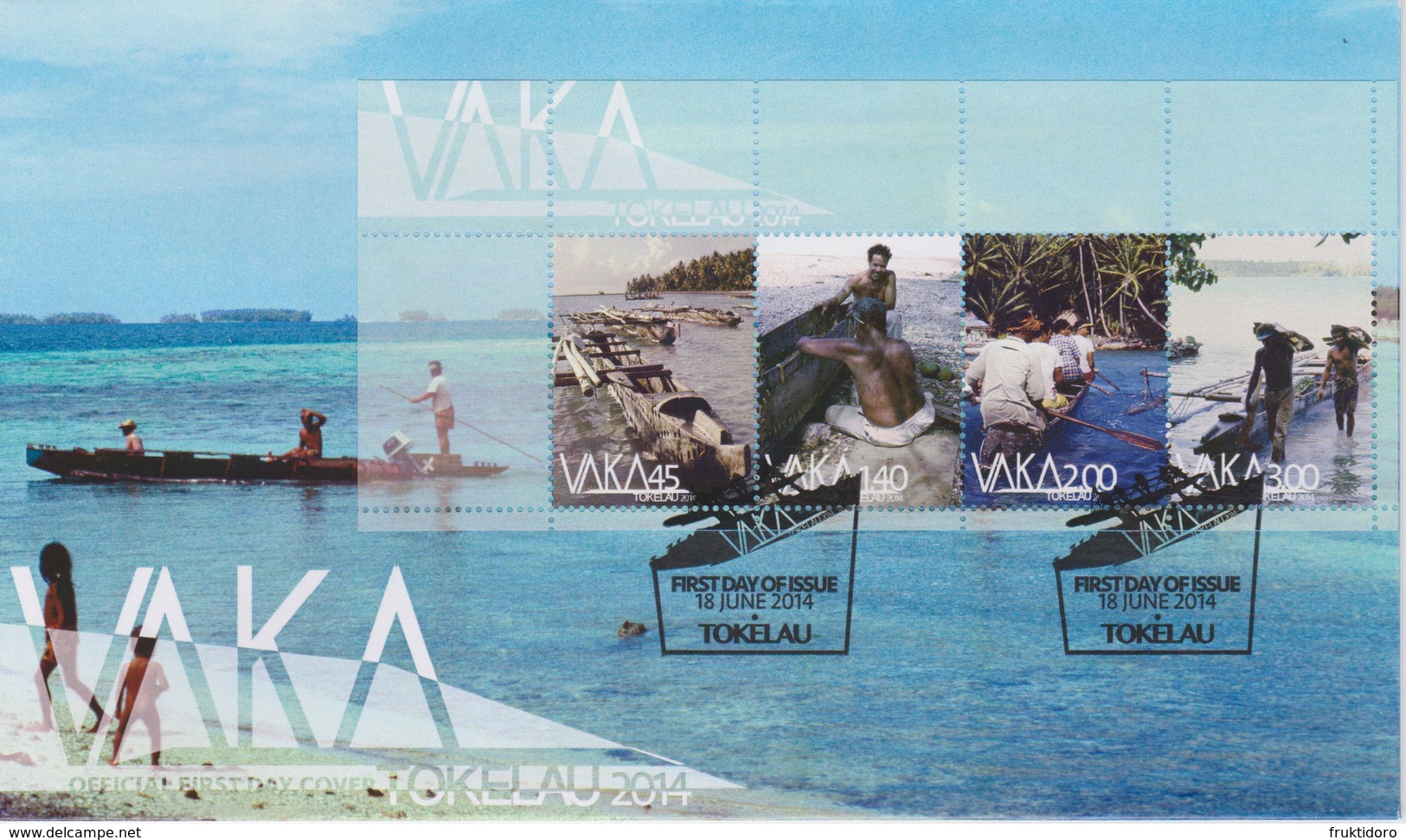 Tokelau FDC Block Mi 54 - Mi 449-452 Catamarans - Rowing Boats - 2014 - Tokelau