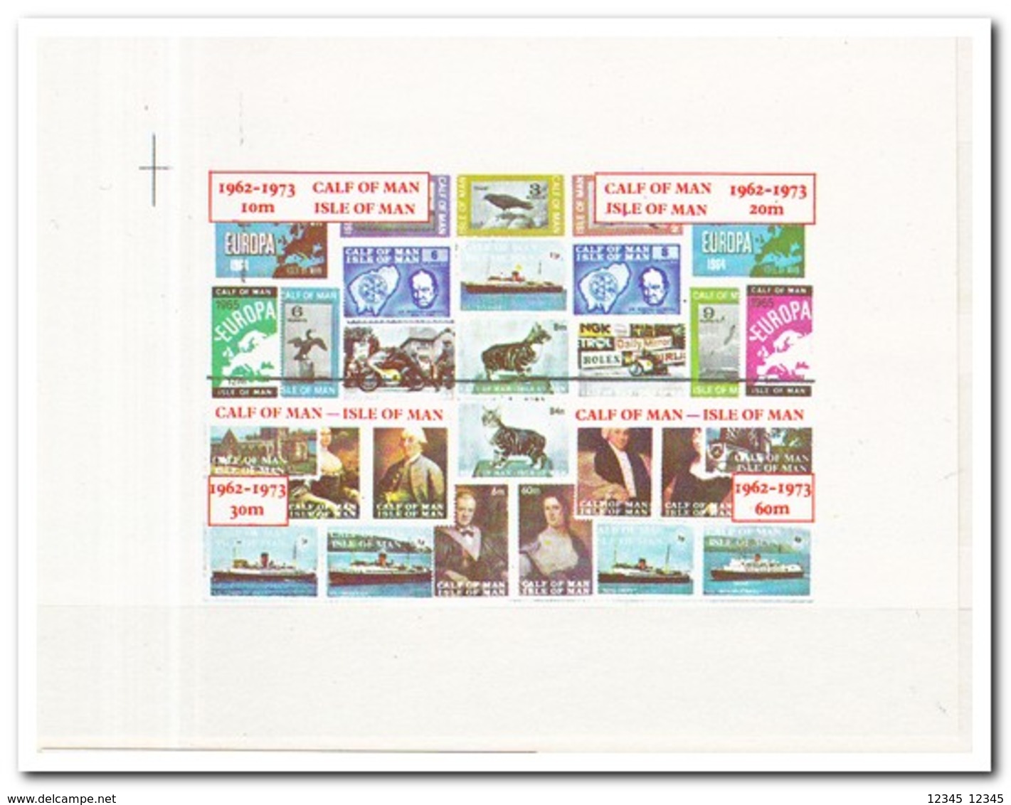 Calf Of Man 1973, Postfris MNH, Stamp On Stamp, Europe, Cept, Motor, Cat, Bird, Ship - Man (Eiland)