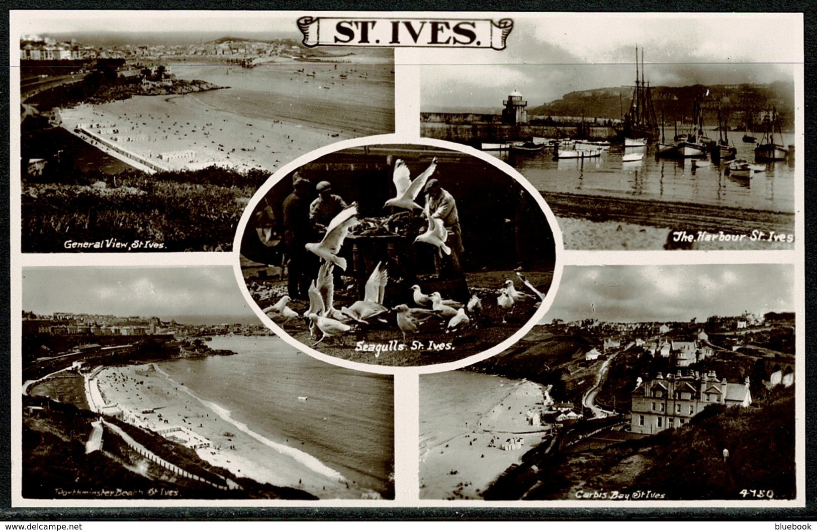 Ref 1298 - Real Photo Multiview Postcard - Harbour & Corbis Bay St Ives - Cornwall - St.Ives