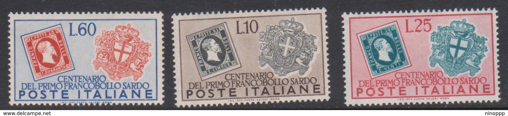 Italy Republic S 672-674 1951 Centenary Of Sardinia First Stamp, Mint Hinged - 1946-60: Mint/hinged