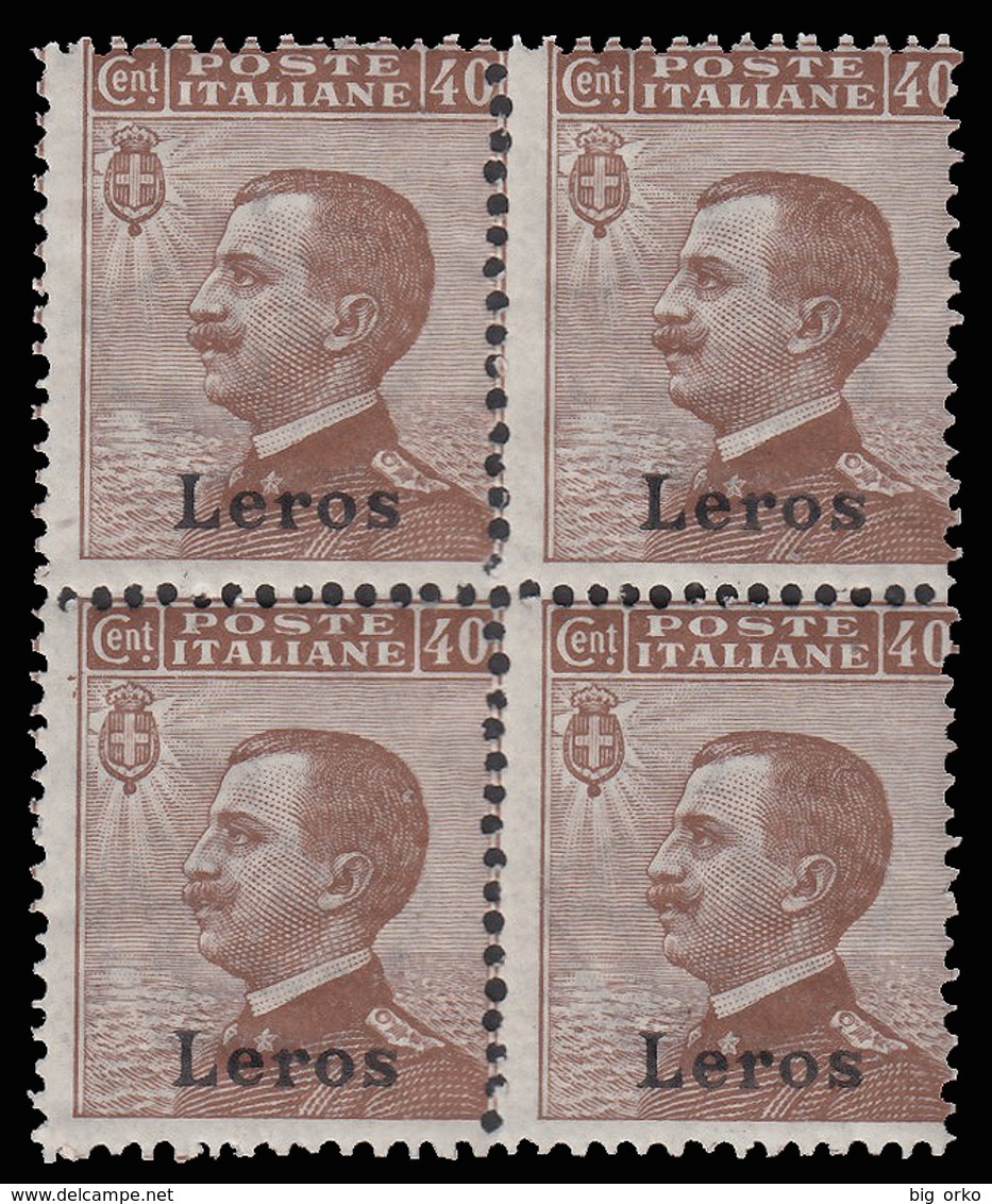 Italia - Isole Egeo: Lero - 40 C. Bruno (blocco Di Quattro) - 1912 - Egée (Lero)