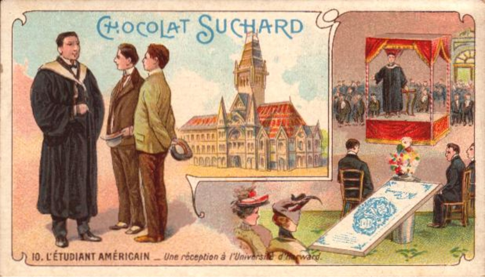 4 Chromos - Chocolat Suchard Velma - Etudiant - Autrichien Américain Francais Suédois  - Bill-892 - R/V - Suchard